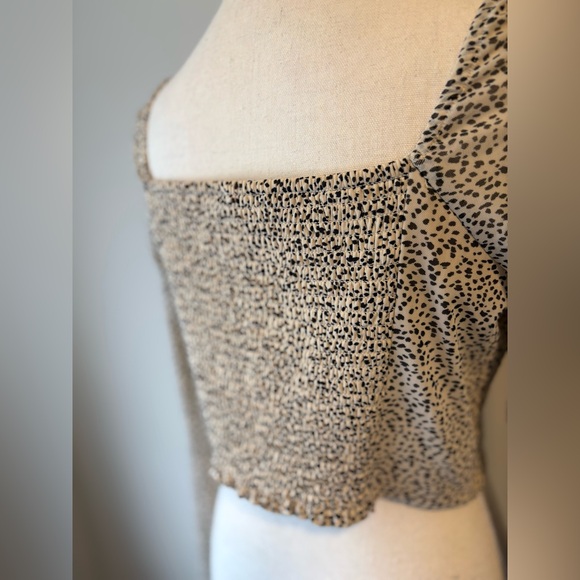 American Eagle Leopard Print Sweetheart Long Sleeve Top – Size Large - Picture 5 of 8